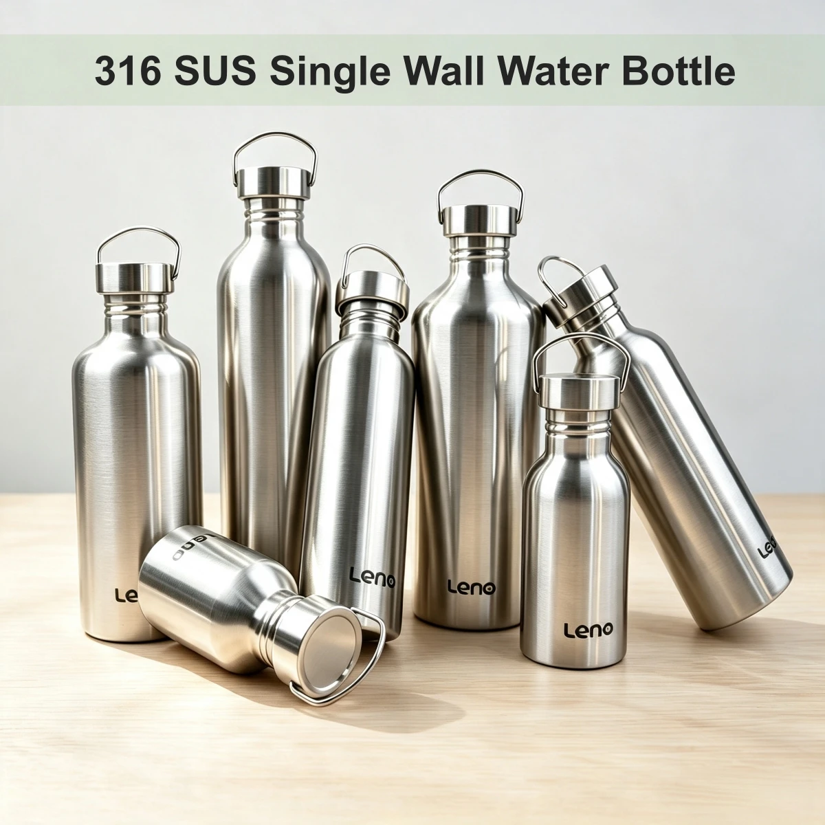 316 Stainless Steel Water Bottle Single Wall Large Capacity Big Mouth Bottel Non-insulated with Lid Cycling Drinkware Sports