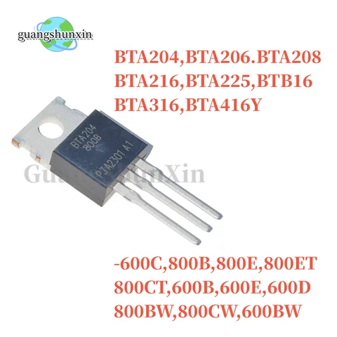 10 BTA204,BTA206.BTA208 BTA216,BTA225,BTB16 BTA316,BTA416Y-800B,600C,800E,800ET 800CT,600B,600E,600D 800BW,800CW,600BW Tiristor