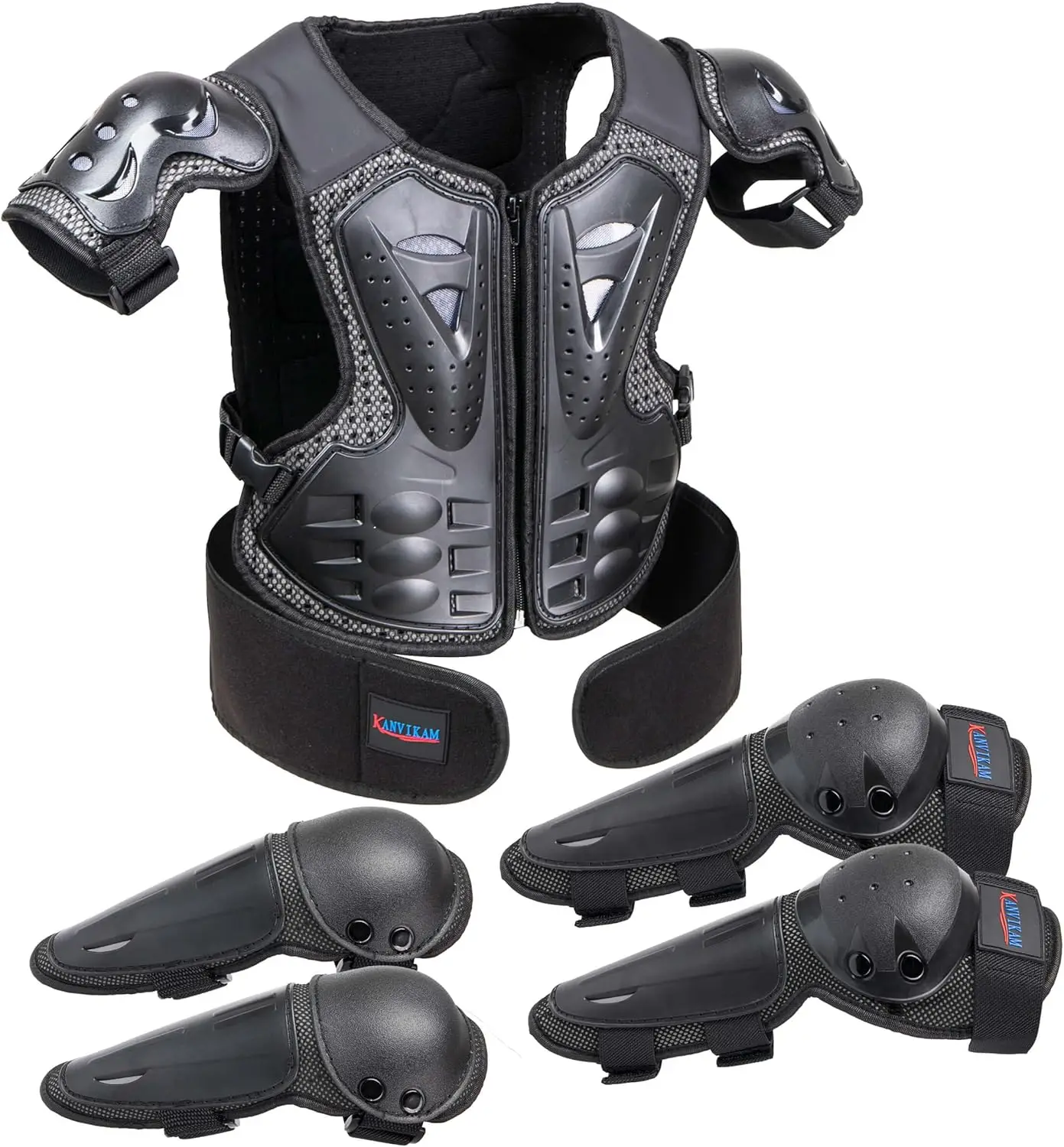 

Kids Dirt Bike Gear with Motorcycle Armor Vest Suit for Motocross ATV MTB, Elbow Knee Back Chest Protection for Skating Ski