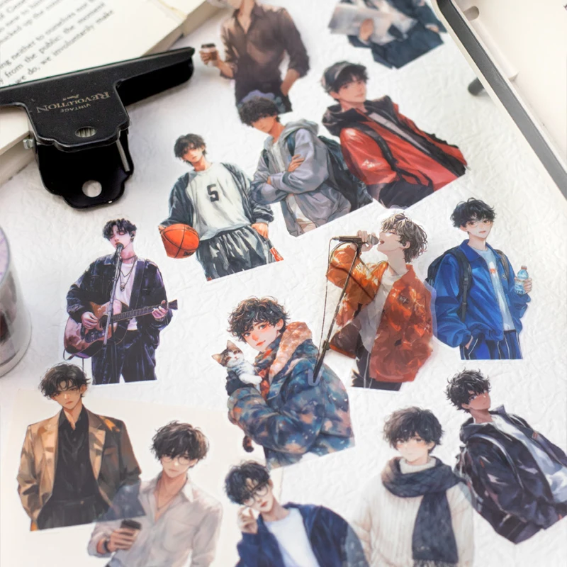 6Style 1Roll/bag Heartwarming Teenager Fashion Character Theme PET Tape DIY Handbook Scrapbook Photo Frame Mug Diary