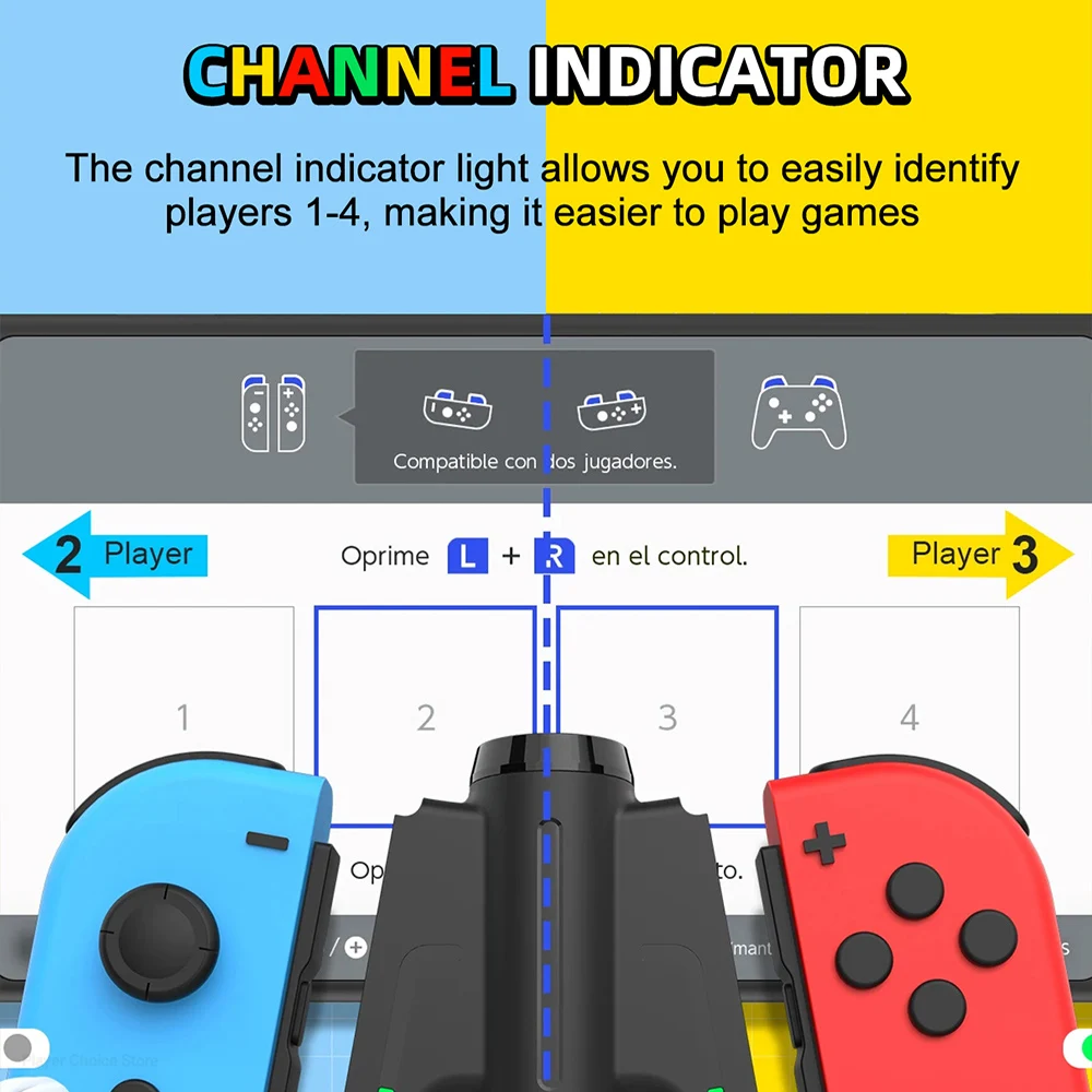 IINE Charging Grip for Nintendo Switch Joycon Charging Dock Controller Accessories Bridge Shape Charger Channel Indicator