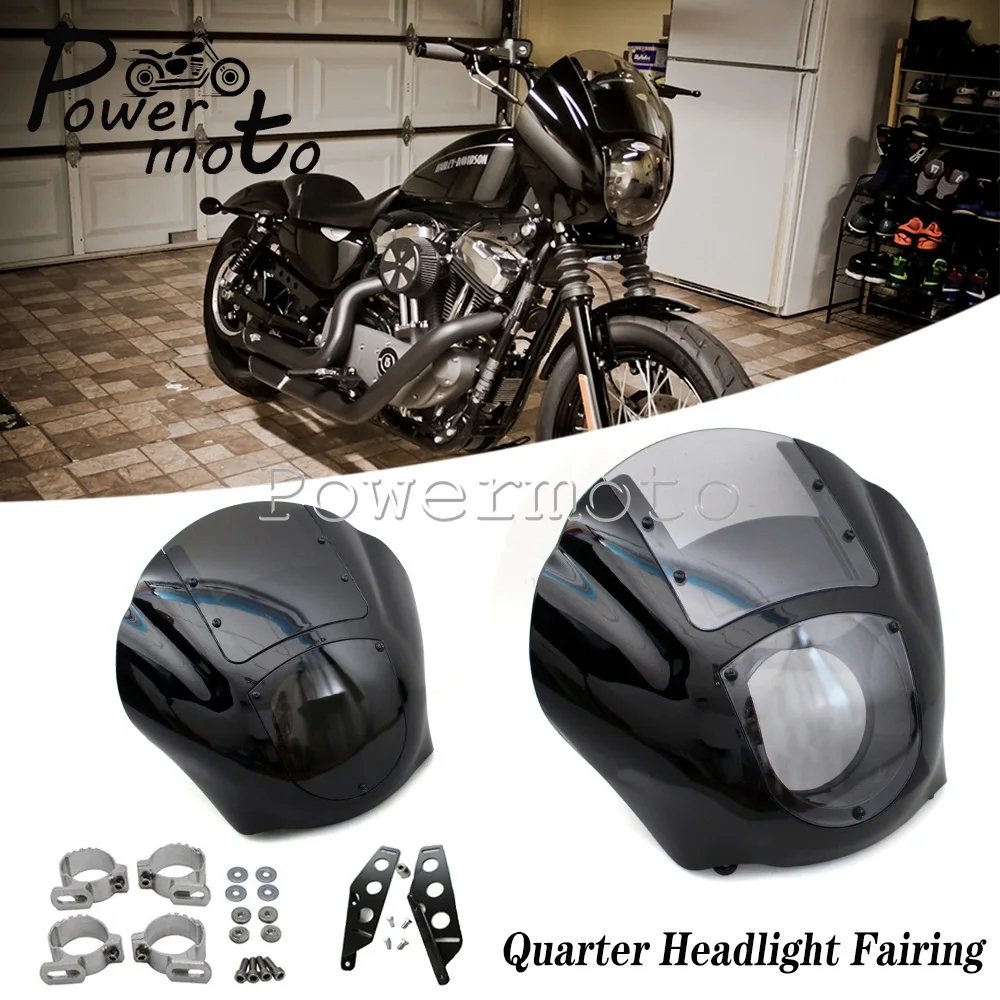 

Detachable Quarter Headlight Fairing Windscreen W/ Bracket Kit For Harley Iron 883 XL883N 09-17 Dyna 95-05 Sportster 883 1200