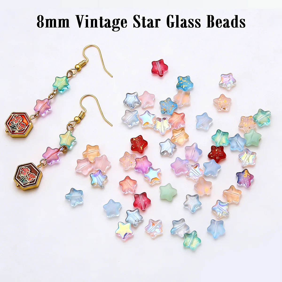

8mm Starry Night Glass Beads Vintage Style for DIY Jewelry Making, Earrings and Bracelet Craft