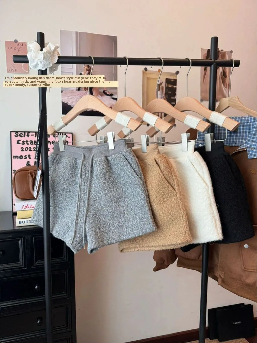 

Winter Thickened Warm Women's Lamb Fur Short Pants Casual High Waist Wide Leg Commute Style Korean Fashion Pure Color Shorts