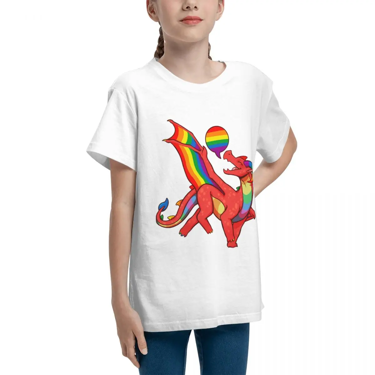 Gay Pride Flag Dragon (2nd Edition) For Y High quality Top tee Novelty Joke Home Harajuku Adolescents T-Shirt image 2