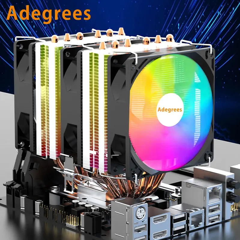 6 Heat Pipes CPU Air Cooler 4PIN PWM Silent Rgb Cooling Fan Ventilador For Intel 1700 1150 1155 1156 1366 AM2/AM3/AM4 AM5