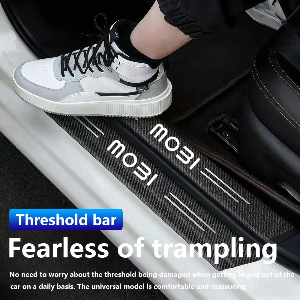 4pcs Car Door Sill Protector Stickers Carbon Fiber Threshold Strip For Fiat MOBI Door Entry Guard