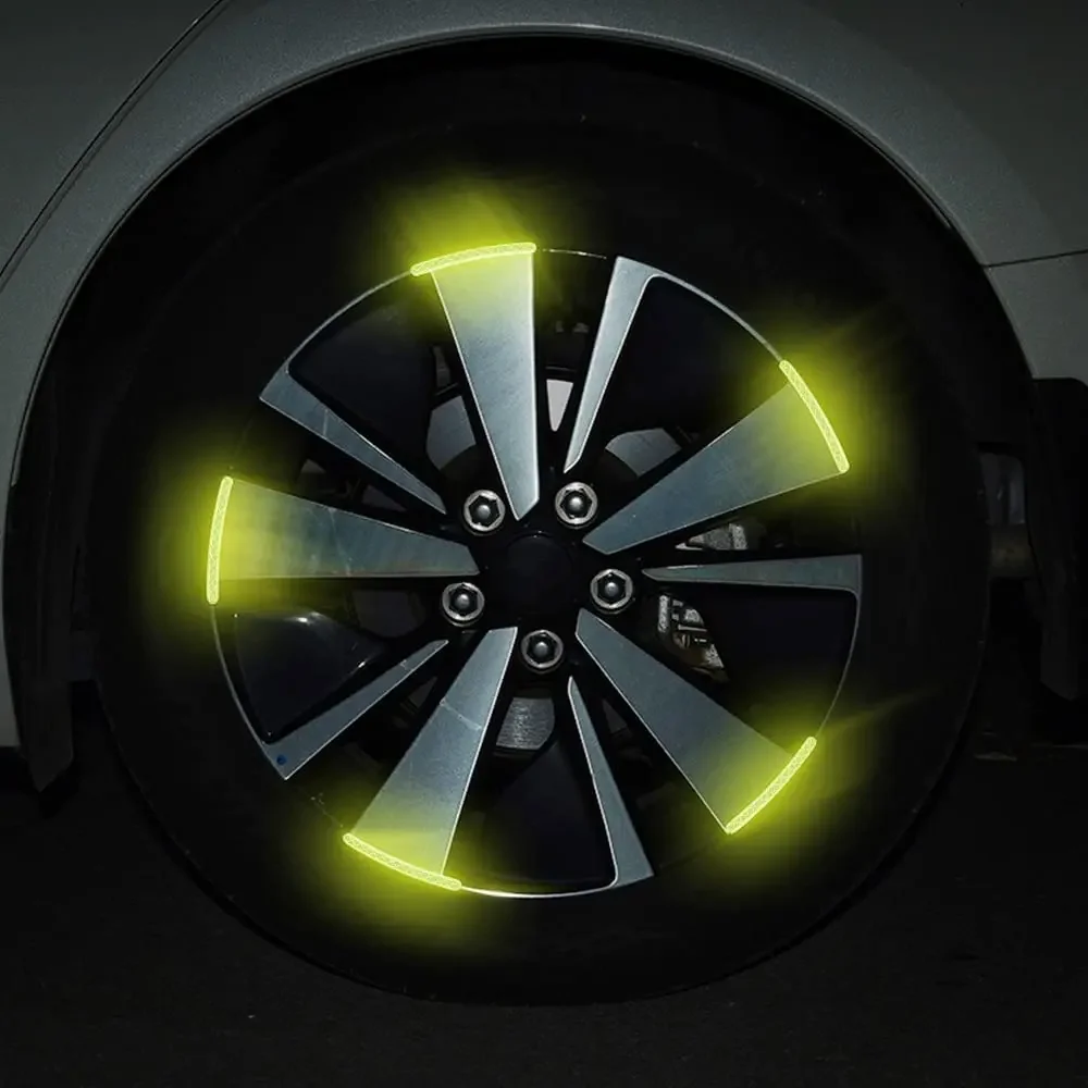 Car Wheel Hub Reflective Stickers Cars Motorcycle Stripe Tape Decorative Stickers Car Decal Auto Exterior Accessories 20-60Pcs