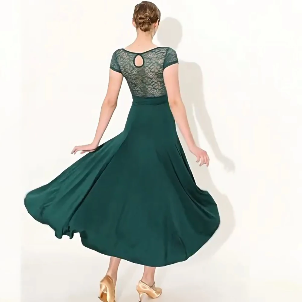 Abito da pratica Valzer Abito da competizione per sala da ballo Rosso Abbigliamento da palcoscenico Abito da ballo standard Concorso Girocollo Nero