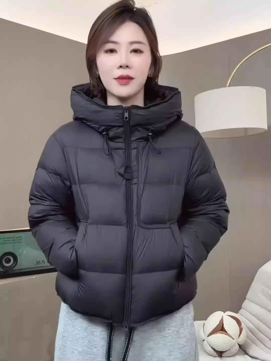 Korean Sle ort Thiened Hooded Jaet Women's Winter Warm Slimming Versatile Cotton Coat Trendy Commute Loose Fit