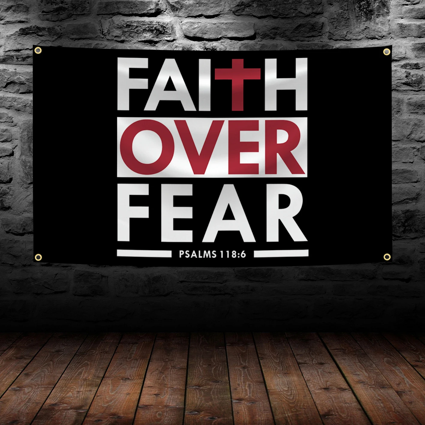 90x150cm Faith Over Fear Bible Scripture Verse Christian Tapestry Meme Flag Wall Decor,Home Decor,Guys Man Cave, Banner