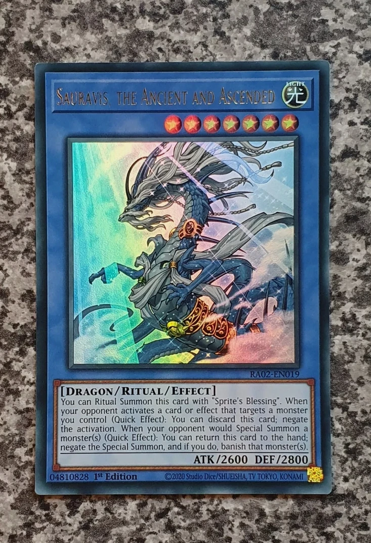 Yugioh KONAMI Duel Monsters TCG RA02-EN019 Sauravis, the Ancient and Ascended Ultra English 1st Edition Collection Mint Card