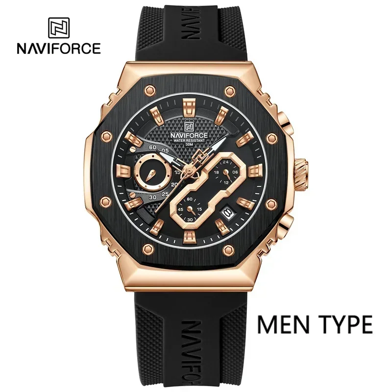 NAVIFORCE Men Watch Quartz Top Brand Luxury Waterproof Chronograph Male Clock Sport Original Women Lady Lover Wristwatch 8035