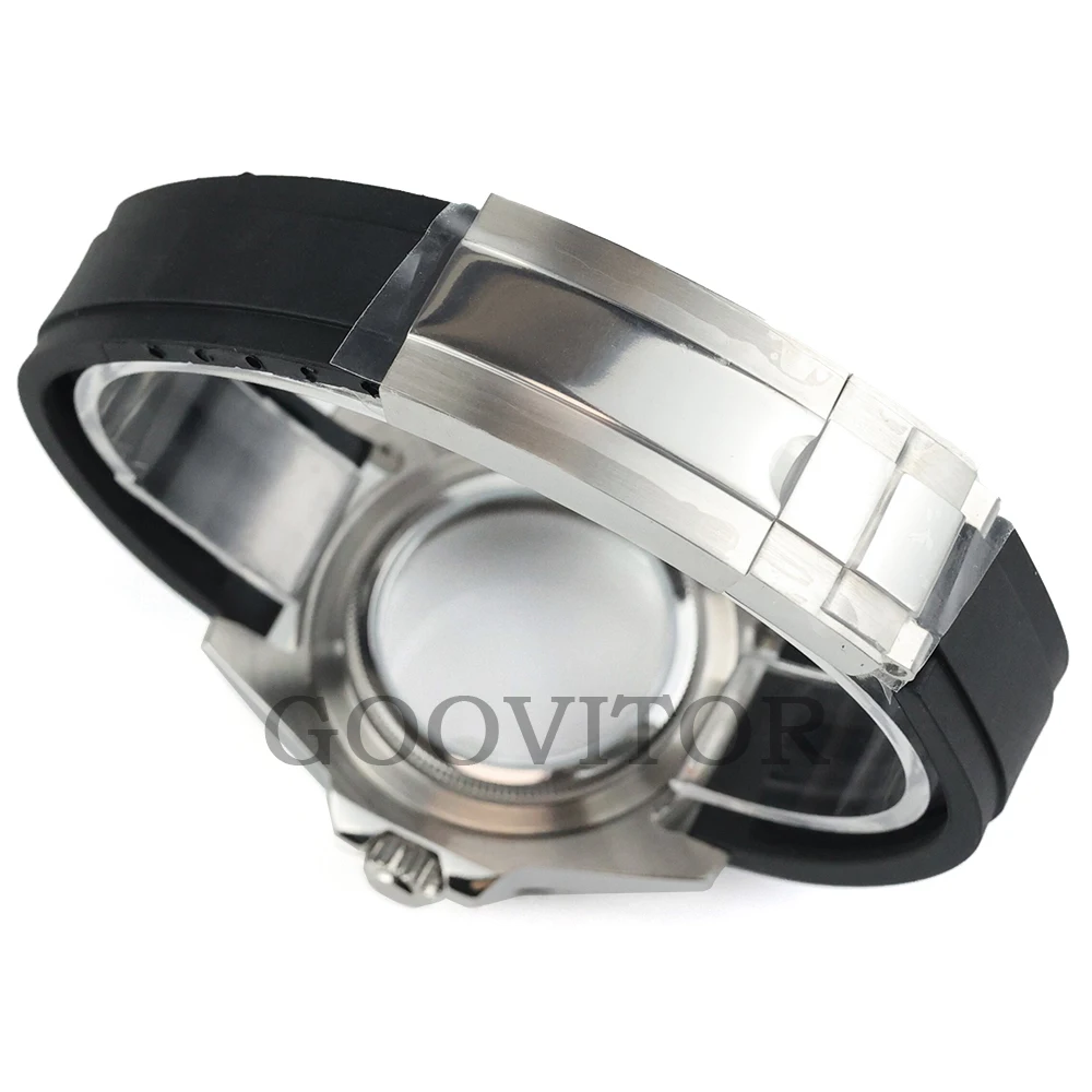 For Silver 40mm YACHT-MASTER Watch Case Fit Submariner GMT Seiko NH34/NH35/NH36/NH38 Movement Rubber Strap NH35 Watch Case