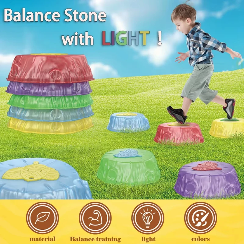 Luminous Stepping Stones Kids Sport Toy Balance Stones Sensory Integration Toddler Tactile Balance Training Activity Social Game