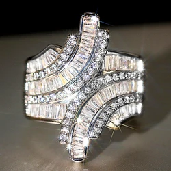 Huitan New Stylish Lady Gorgeous Finger Ring Wedding Party Jewelry with Bright Zirconia Luxury Trendy Accessories for Engagement