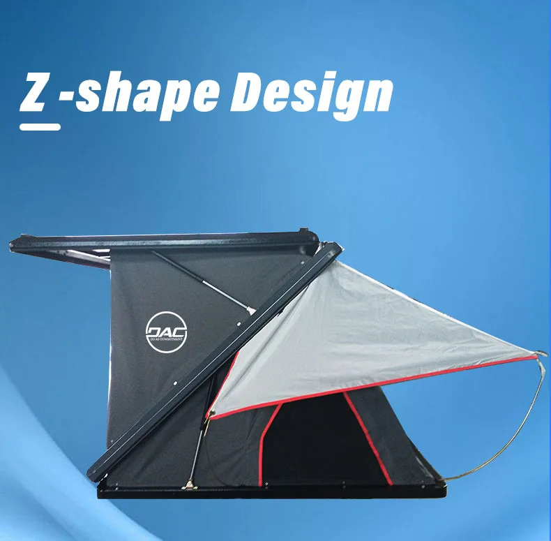 Aluminum Z shape Camping SUV Car Roof Top Tent 3 Person Outdoor Rooftop Tent Hard Shell with Canopy