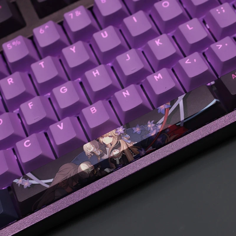 กุญแจรถ Honkai Star Rail Herta Keycap รุ่น PBT Dye ซับแบตเตอร์ไลท์คีย์บอร์ดสำหรับเล่นเกมแอนิเมชัน61 87 104รูปแบบ108 108คีย์