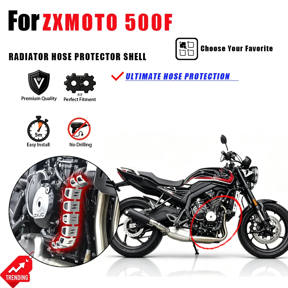 For ZXMOTO 500F Radiator Hose Protector Guard Stainless Steel Decorative Cover Shell Accesorios Moto Protector Radiador Part
