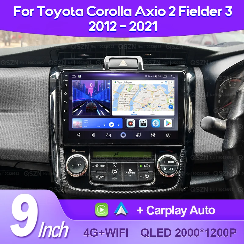 QSZN Android 13 Car Radio  For Toyota Corolla Axio 2 Fielder 3 E160 2012-2021 GPS 4G Multimedia Video Player Carplay Auto Stereo