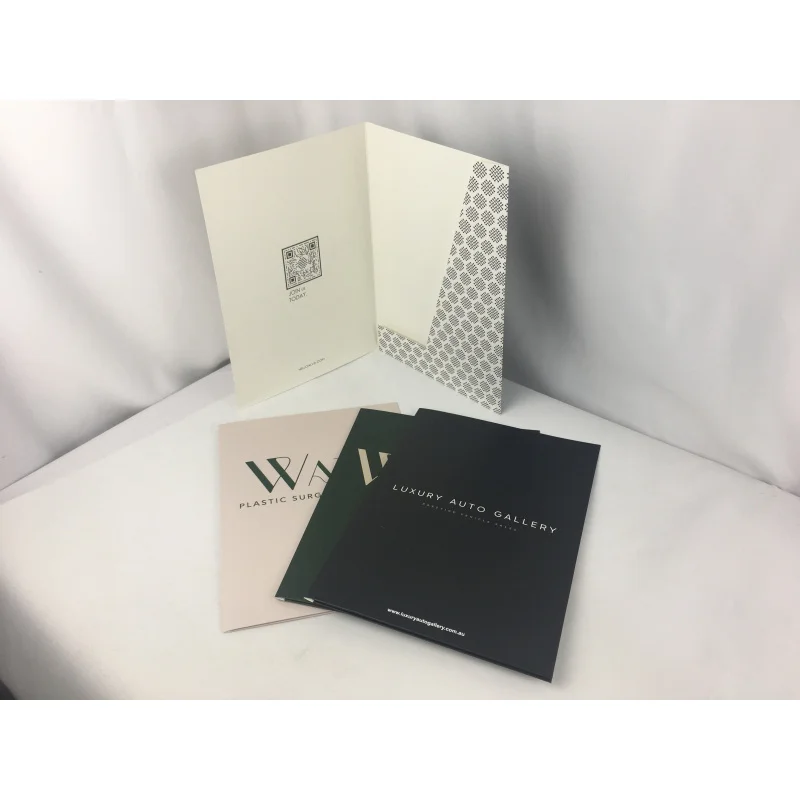 custom 100pcs a lot paper folder printing A4 size Unique Luxury  Die Presentation Folders  Tri Paper File Folders With Business