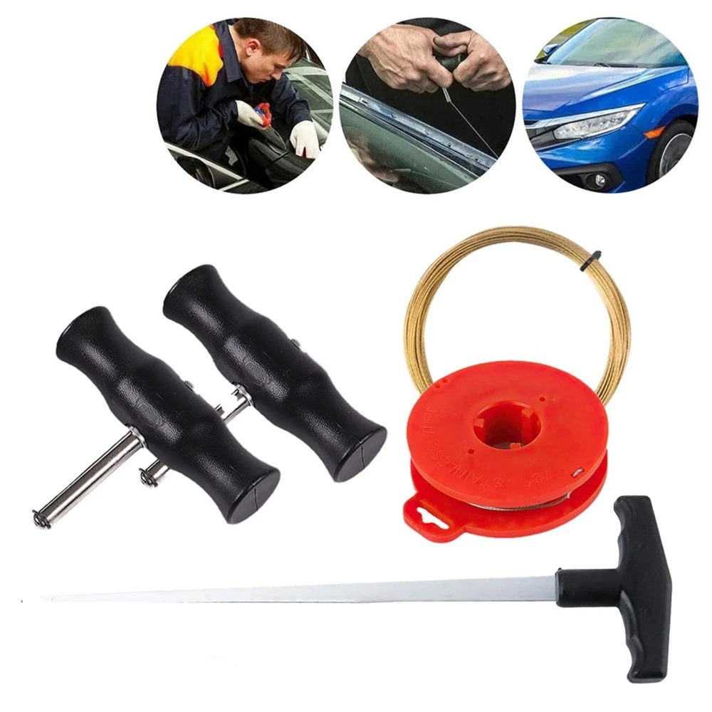 Kit di strumenti per la rimozione dei parabrezza auto con maniglie di trazione e filo da taglio