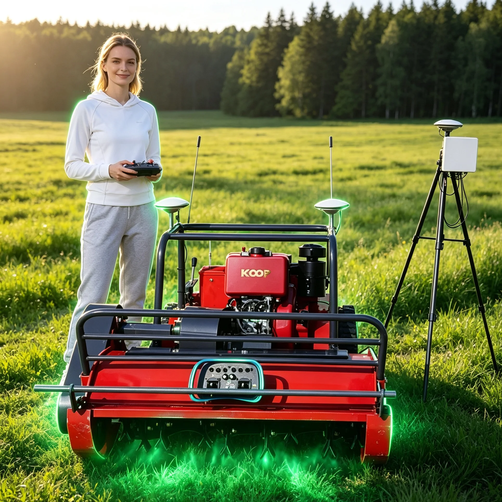 Customized Strong Power Output Red 1200GPS Self‑Propelled Remote Lawn Mower Deals With Dry Rough Wild Grass Efficiently
