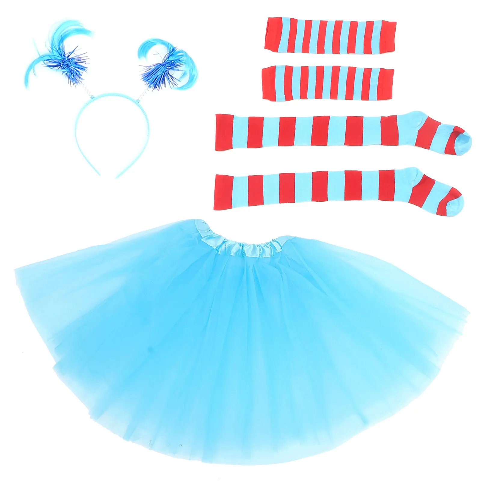 

1 Set Cosplay Costume Kit Striped Knee Socks Headband Tutu Skirt Arm Sleeves Party Supplies Costume Accessories Clothing Decor