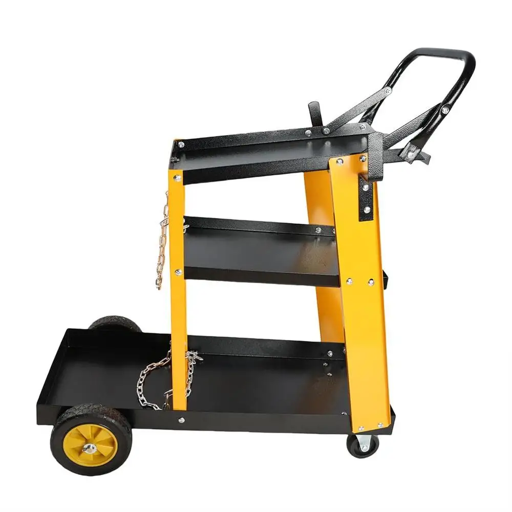 Welder and Plasma Cutter Cart with 3-Tier Heavy Duty Storage and Enhanced Mobility Safety Chains MIG TIG