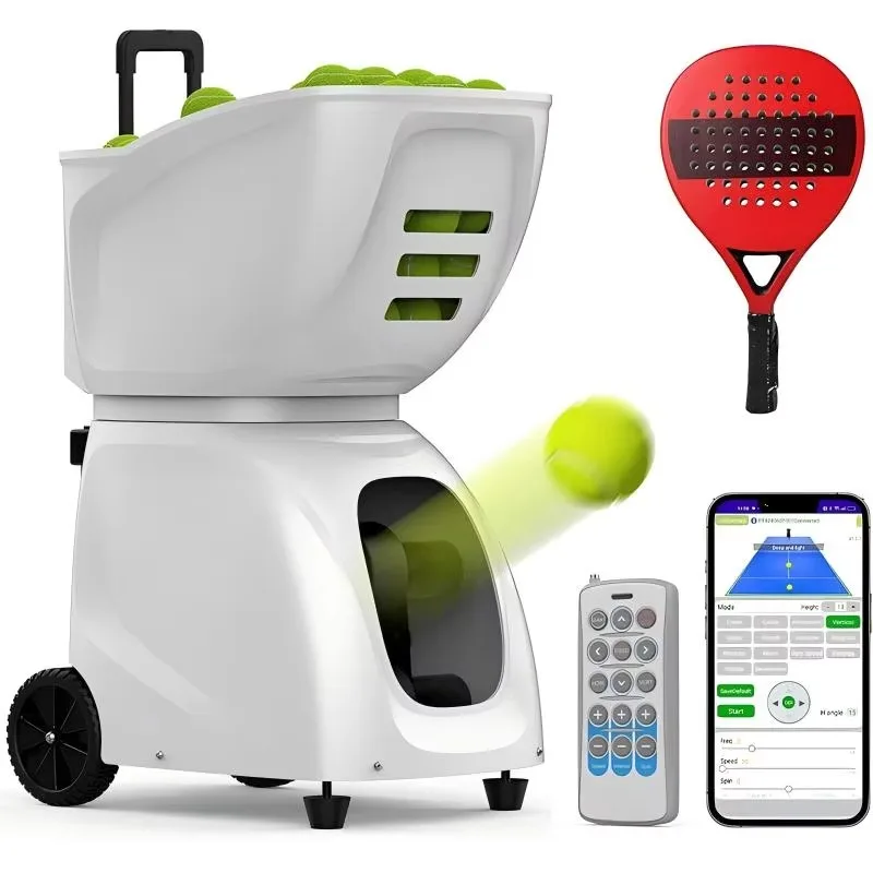 PT-MAX C Padel Ball Machine 2in1 Smartphone App Remote Control 145 Balls Maximum Distance 30m Durable Outdoor Use