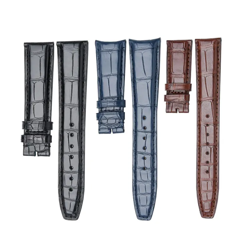 Top Custom Crocodile Skin Watchbands 20MM 21MM 22MM Flat Interface Curved Interface Alligator Strap Waterproof Calfskin Lining