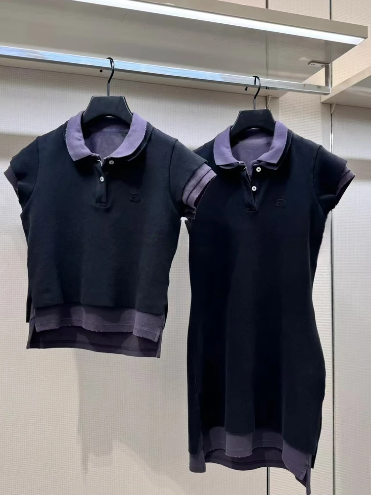 

Faionable ort Sve T-irt Dr Slim Fit Collar Midi Dr New Arrival Summer Season High Waist A-Line Skirt Set