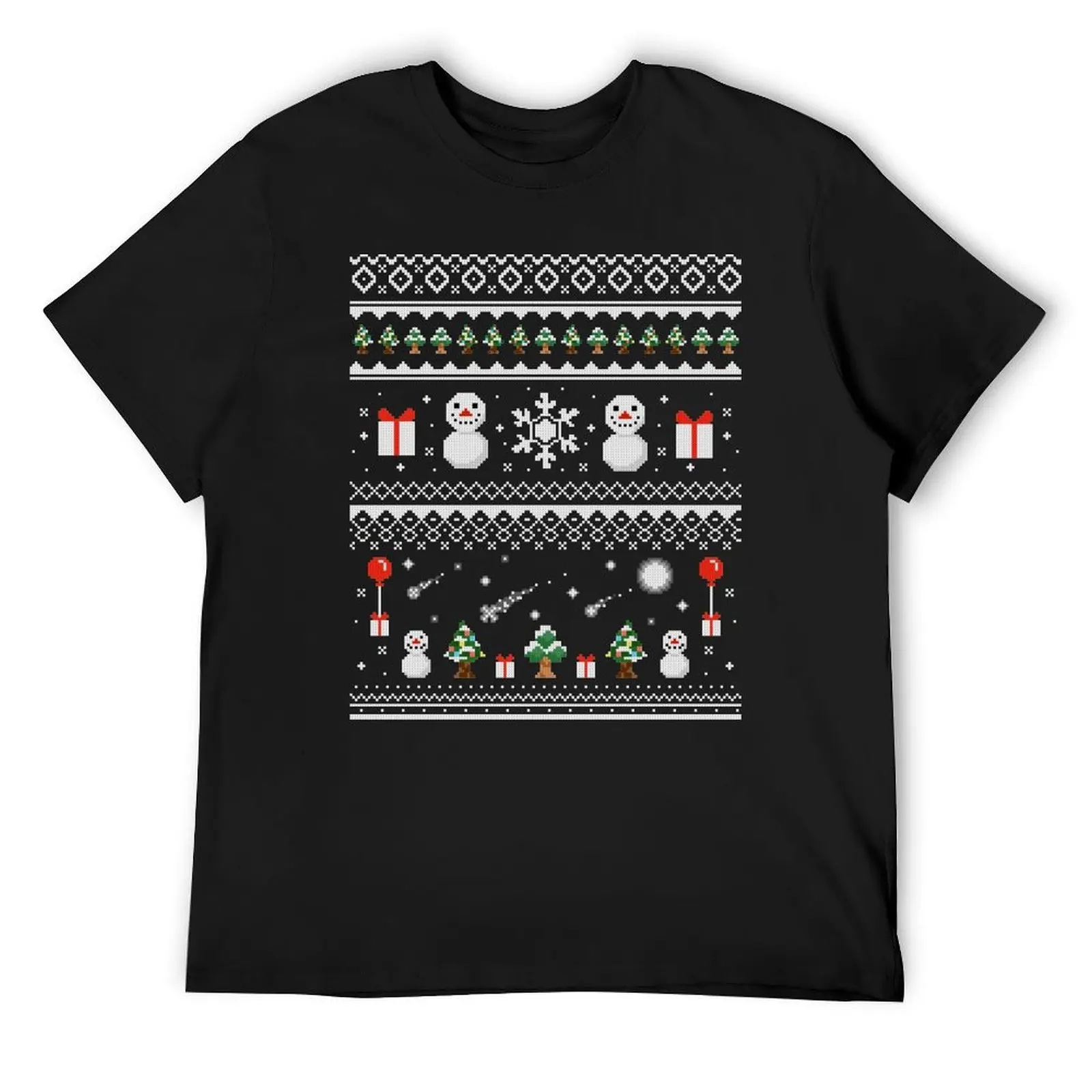 Pixel Art Christmas Sweater T-Shirt oversized plain graphics tops mens vintage t shirts