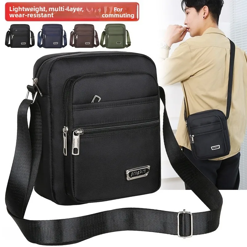 

Waterproof Oxford Cloth Men's Crossbody Bag Single Shoulder Business Bag Money Collection Multi-layer Pocket Cashier Bag