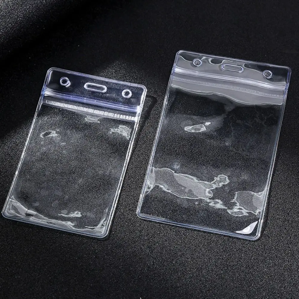 1PC New PVC Sealed Card Sleeve Transparent Waterproof ID Card Badge Holder Vertical/Horizontal Name Card Protector Cover