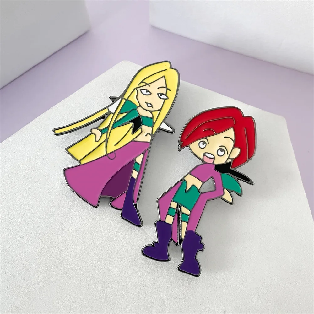 Cartoon W.I.T.C.H. Will·vandom and Cornelia·hale Interesting Enamel Brooch Cute Funny Lapel Pin Hat Backpack Badge