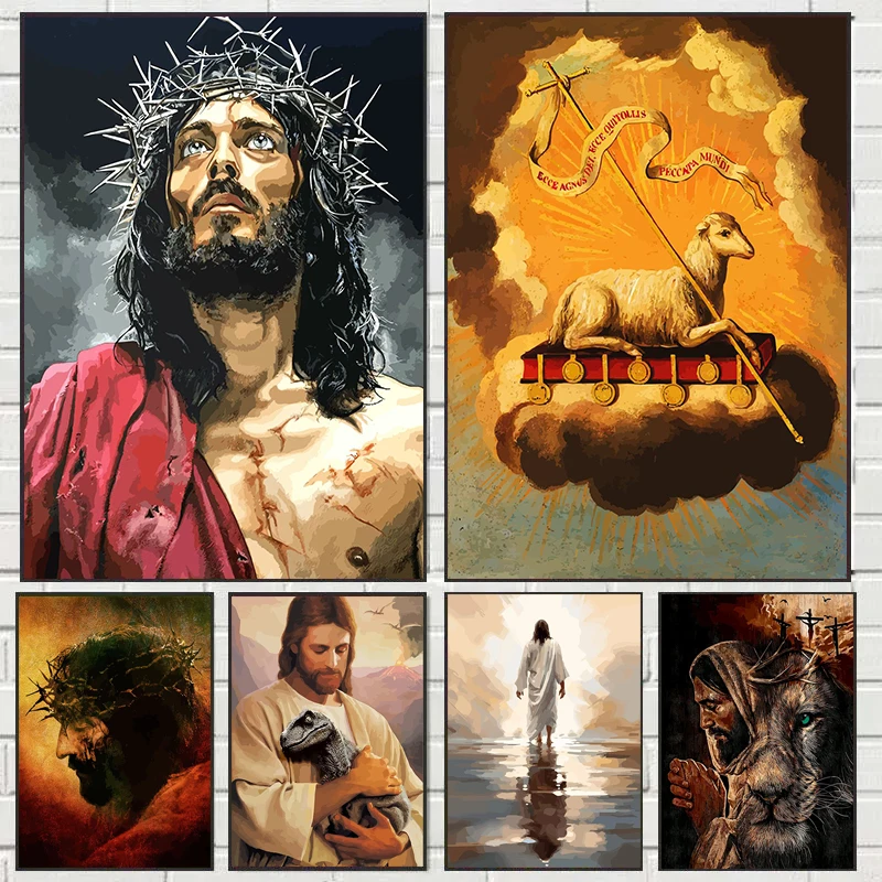 Classical Christian Jesus Christ God Canvas Paintings Religion Poster Prints Wall Art Pictures Home Church Gallery Decoration