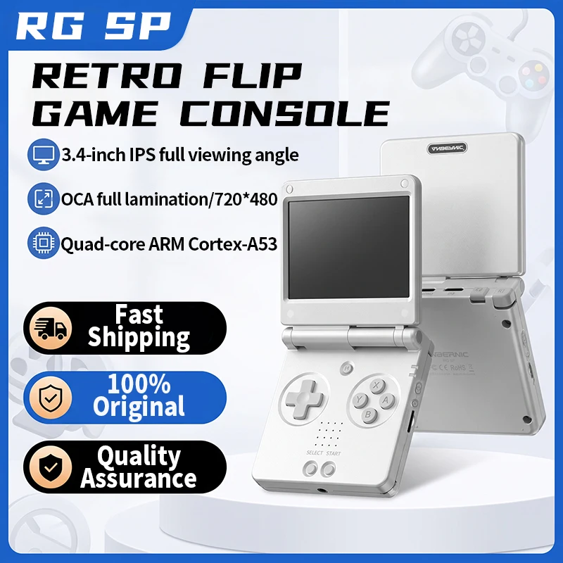 Console de jogos portátil Anbernic RGSP Flip Classic 3.4'' IPS Linux 64-bit 3300mAh RG SP Retro Gaming Player Wifi HD-Connect para TV