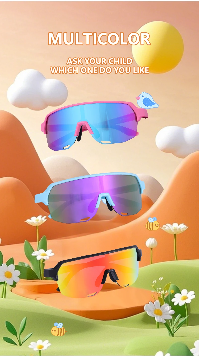 SCVCN Kinder-Sportsonnenbrille für Jungen und Mädchen, Outdoor-Fahrradbrille, Kinder-Campingbrille, MTB-Angelbrille, Fahrradbrille, UV400 – Detail 2