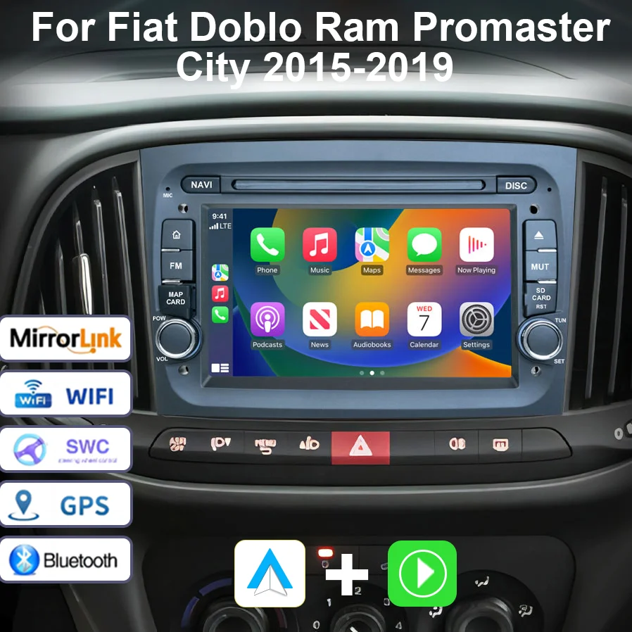 CHSTEK Android 11 Car Radio Wireless Carplay Android Auto GPS BT Multimedia Player For Fiat Doblo 2015‑2019 Ram Promaster City