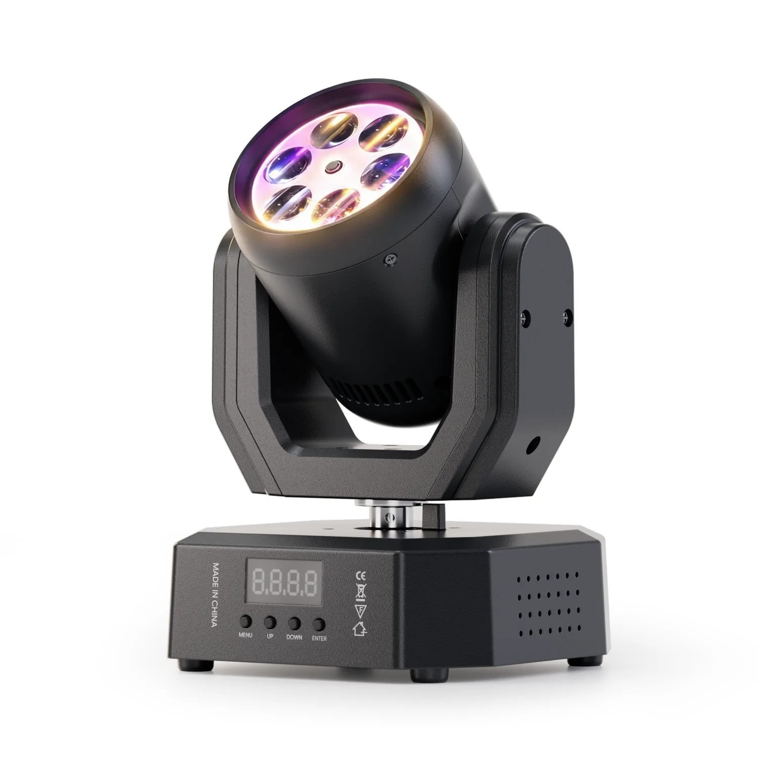 Datewink Mini 50W 6 Color LED Moving Head Lights Bee-eye Beam Stage Lighting DMX512 Remote Control For DJ Disco Party Nightclub