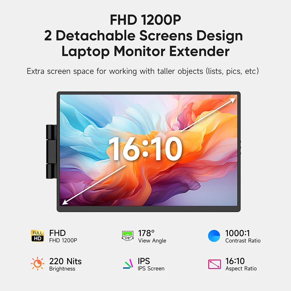 Dopesplay-extensor de pantalla para portátiles de 14,1 pulgadas, monitores portátiles Triple Dual FHD 1200P IPS para Windows, Mac, Android, cromado,