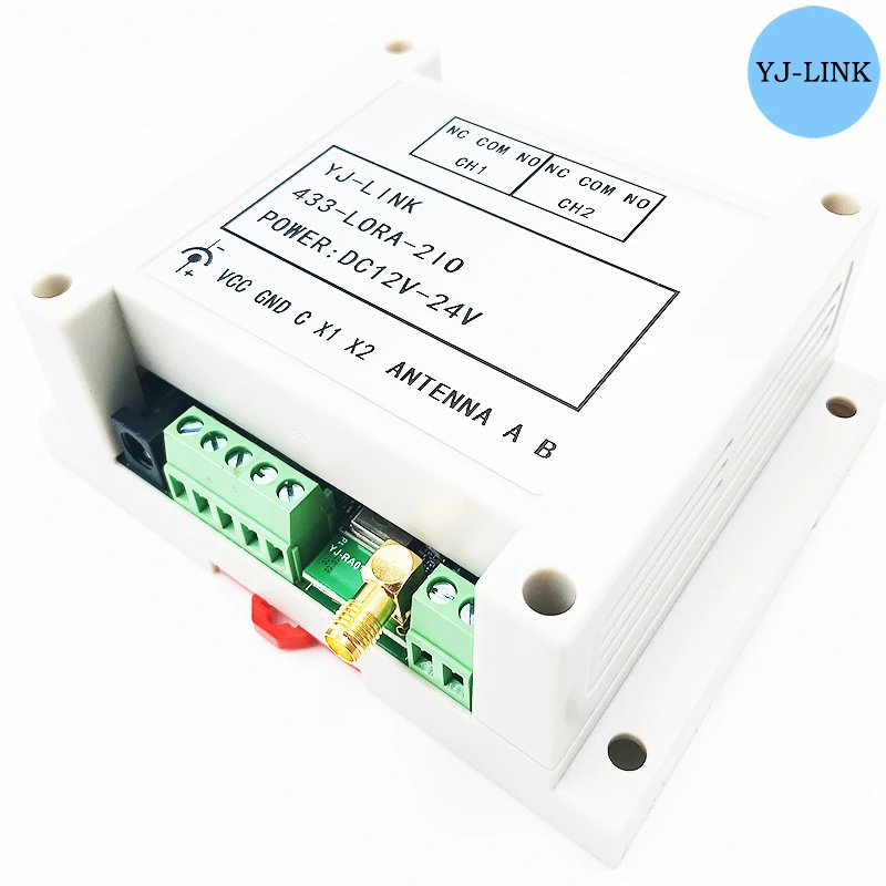 2CH 433MHz Lora Remote I/O Controller Wireless Transmission Point-to-Point Relay Switch Module
