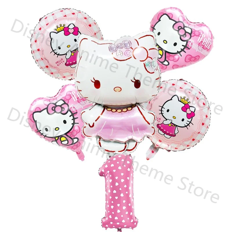 Hello Kitty Pink Foil Balloon Set Girl Birthday Party Decorations KT Cat Inflatable Helium Globos Baby Shower DIY Party Supplies