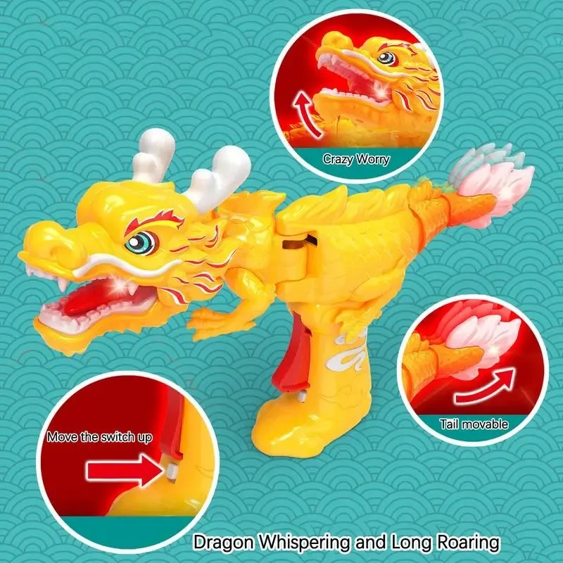 30cm Dragon Doll Toys Press Light Up Toy Chinese Dragon Mascot Doll Simulated Dragon Toy  Home Decoration Birthday Gift