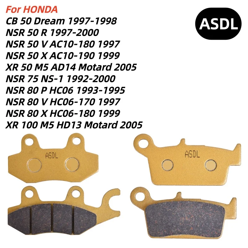 Kit de pastillas de freno delanteras y traseras para motocicleta, para HONDA CB50 1997-1998 NSR50 1997-2000 XR50 NSR75 NSR80 XR100 CB NSR XR 50 75 80 100