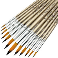 12pcs Professional Round Artist Paint Brushes Set Soft Synthetic Nylon Hair Pointed Tip Watercolor Brush For Acrylic Watercolor