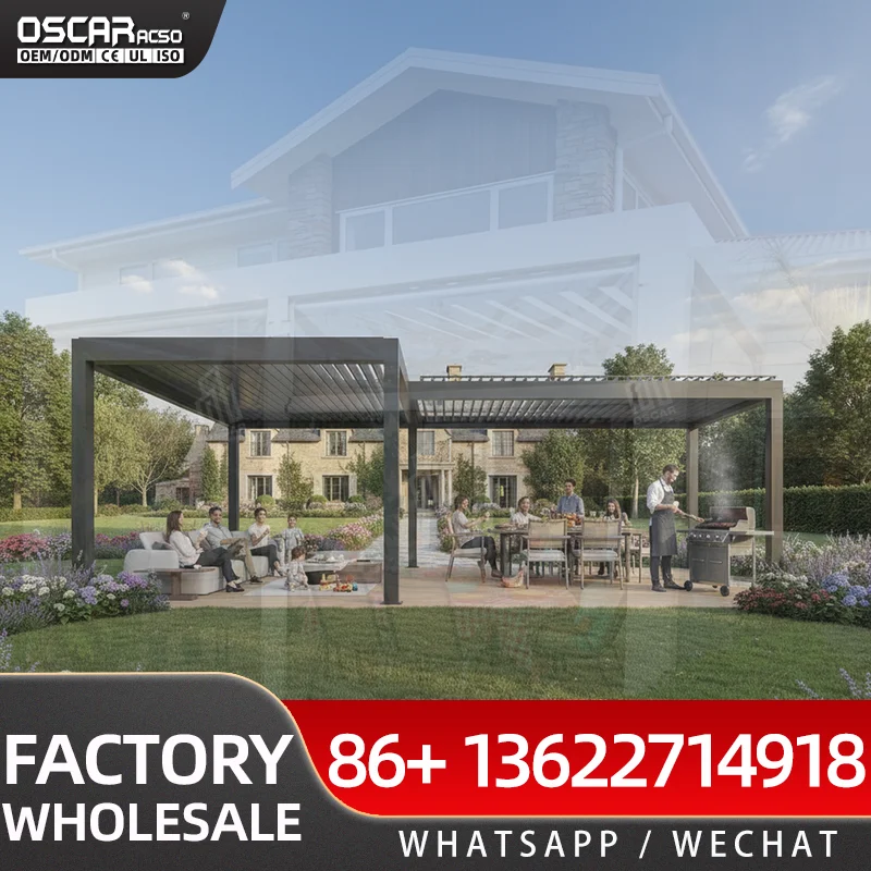 Motorized Retractable Sunshade with LED Lighting for Patio Backyard Gazebo at Good Price pergola
