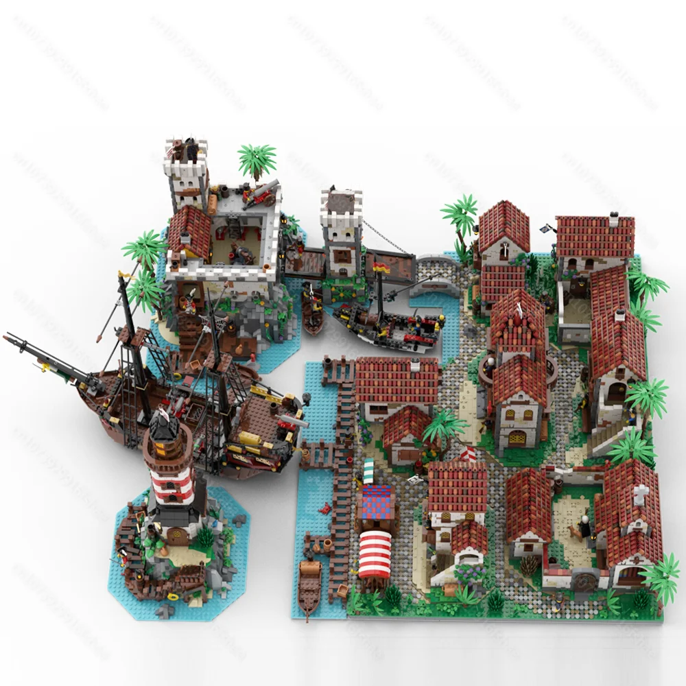 New medieval Pirate Series MOC Ultimate Pirates Harbor Pirates Town  DIY creative ideas children Toys Gift building blocks