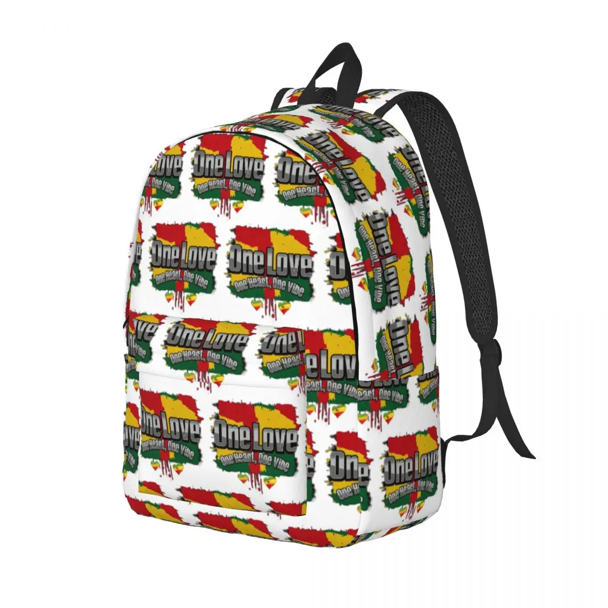 One Love One Heart One Vibe Reggae Rasta Jamaican Backpack Daypack Large Capacity BookBag School Bag Shoulder Bags for Boy Girl